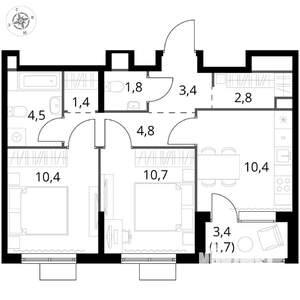 2-к квартира, вторичка, 52м2, 11/17 этаж