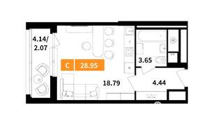 Студия квартира, строящийся дом, 29м2, 5/17 этаж