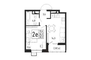 1-к квартира, вторичка, 38м2, 10/11 этаж