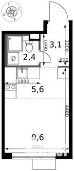Студия квартира, вторичка, 21м2, 13/17 этаж
