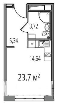 Студия квартира, вторичка, 24м2, 1/8 этаж