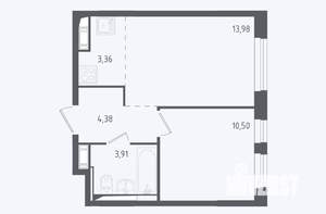1-к квартира, сданный дом, 36м2, 10/12 этаж