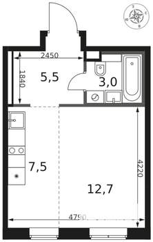 1-к квартира, вторичка, 29м2, 2/8 этаж
