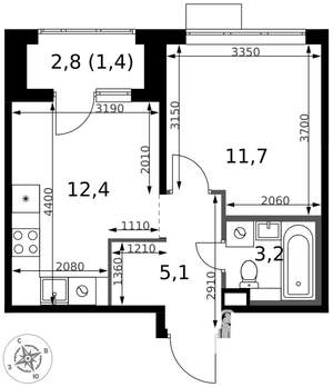1-к квартира, вторичка, 34м2, 9/17 этаж