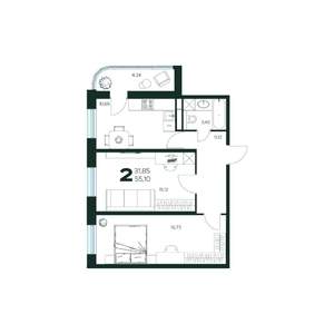 2-к квартира, вторичка, 55м2, 9/9 этаж