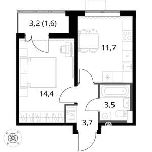 1-к квартира, вторичка, 35м2, 11/17 этаж