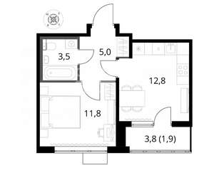 1-к квартира, вторичка, 36м2, 14/16 этаж