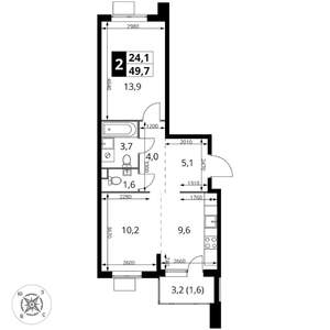 2-к квартира, вторичка, 50м2, 17/17 этаж