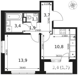 1-к квартира, вторичка, 37м2, 2/8 этаж