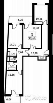 3-к квартира, вторичка, 101м2, 2/17 этаж