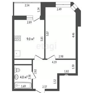 1-к квартира, вторичка, 39м2, 6/6 этаж
