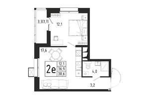 1-к квартира, вторичка, 39м2, 2/12 этаж