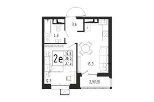 1-к квартира, вторичка, 38м2, 5/12 этаж