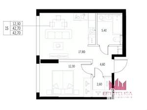 1-к квартира, вторичка, 43м2, 22/57 этаж