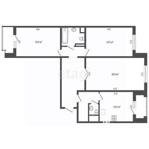 3-к квартира, вторичка, 84м2, 20/25 этаж