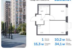 1-к квартира, вторичка, 34м2, 11/17 этаж