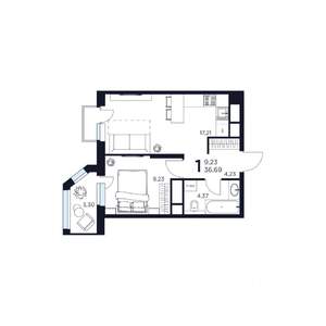 1-к квартира, вторичка, 37м2, 11/17 этаж