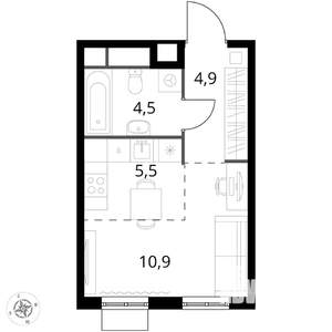 1-к квартира, вторичка, 26м2, 2/8 этаж