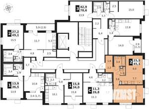 2-к квартира, вторичка, 45м2, 5/17 этаж