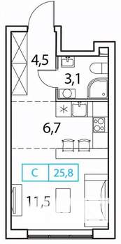 1-к квартира, вторичка, 26м2, 13/18 этаж