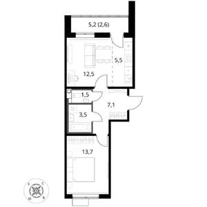 2-к квартира, вторичка, 46м2, 12/16 этаж