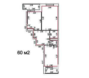2-к квартира, вторичка, 60м2, 6/6 этаж