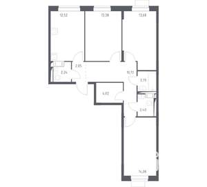3-к квартира, вторичка, 78м2, 3/12 этаж
