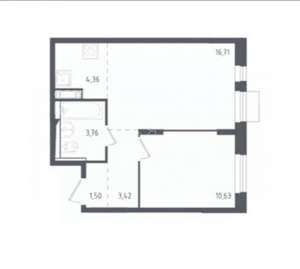 2-к квартира, вторичка, 40м2, 9/12 этаж