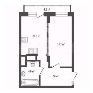 1-к квартира, вторичка, 37м2, 3/4 этаж