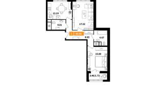 2-к квартира, вторичка, 64м2, 5/6 этаж