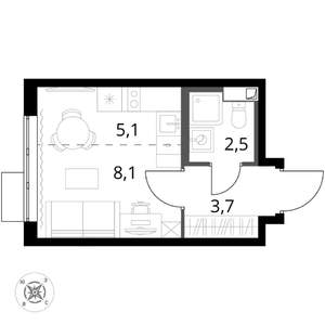 Студия квартира, вторичка, 19м2, 10/16 этаж