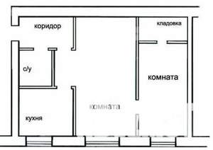 2-к квартира, вторичка, 43м2, 1/5 этаж