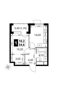 1-к квартира, вторичка, 35м2, 10/10 этаж