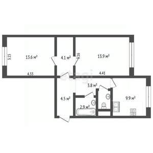 2-к квартира, вторичка, 54м2, 1/25 этаж
