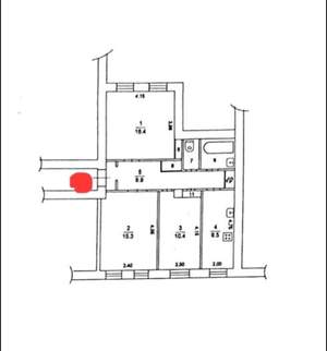 3-к квартира, вторичка, 68м2, 1/5 этаж