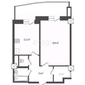 2-к квартира, вторичка, 48м2, 19/22 этаж