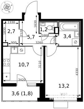 1-к квартира, вторичка, 39м2, 10/17 этаж