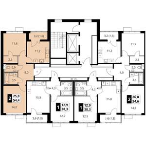 2-к квартира, вторичка, 54м2, 7/16 этаж