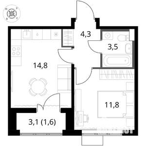 1-к квартира, вторичка, 36м2, 3/17 этаж