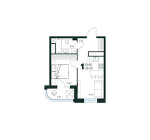 1-к квартира, вторичка, 37м2, 9/9 этаж