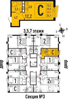 Студия квартира, вторичка, 24м2, 3/8 этаж