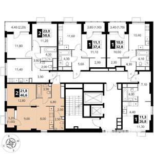 2-к квартира, вторичка, 47м2, 12/17 этаж