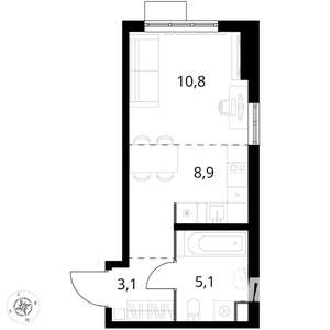 Студия квартира, вторичка, 28м2, 9/17 этаж