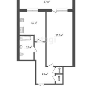 1-к квартира, вторичка, 33м2, 7/9 этаж