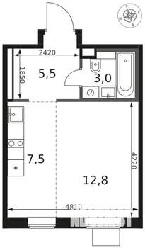 Студия квартира, вторичка, 29м2, 5/17 этаж