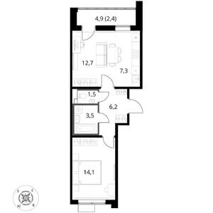 2-к квартира, вторичка, 48м2, 3/17 этаж