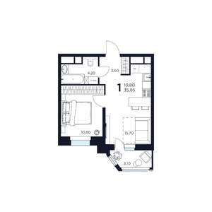 1-к квартира, строящийся дом, 36м2, 4/17 этаж