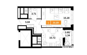 1-к квартира, вторичка, 37м2, 13/17 этаж