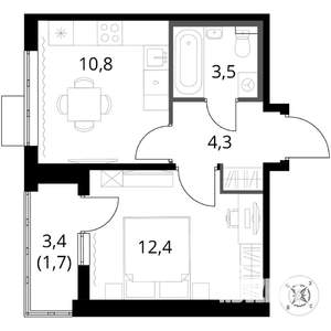 1-к квартира, вторичка, 33м2, 4/16 этаж