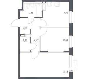 2-к квартира, вторичка, 53м2, 7/12 этаж